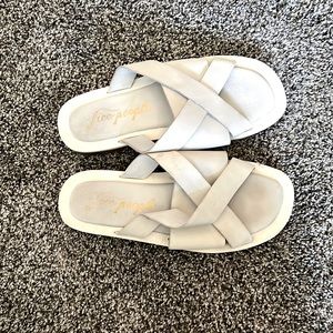 Free people white leather sandals